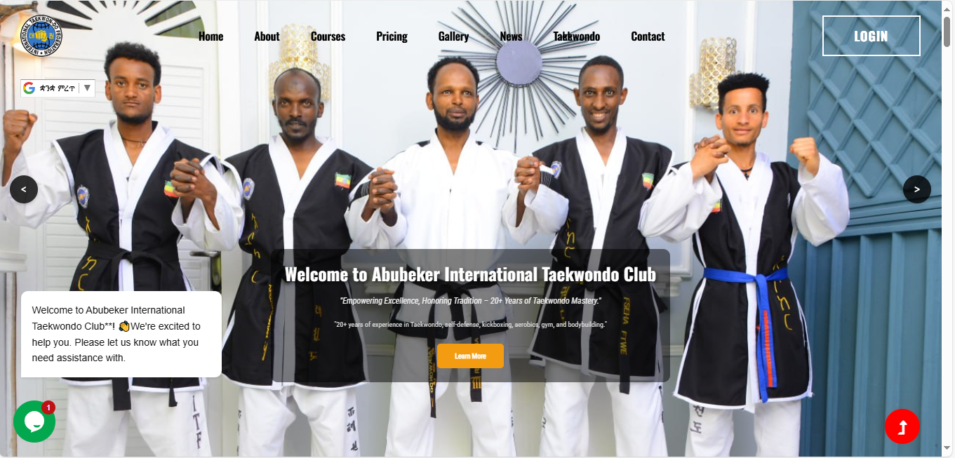 web-based Abubeker international Takewondo Club System.